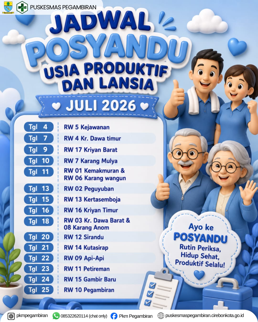 JADWAL POSYANDU SIKLUS HIDUP SASARAN USIA PRODUKTIF DAN LANSIA BULAN JUNI 2026