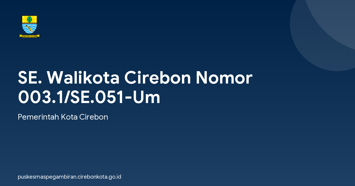 SE. Walikota Cirebon Nomor 003.1/SE.051-Um