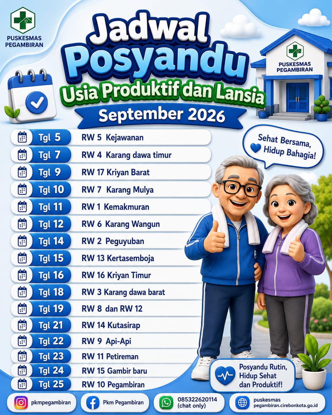 JADWAL POSYANDU SIKLUS HIDUP SASARAN USIA PRODUKTIF DAN LANSIA SEPTEMBER 2026